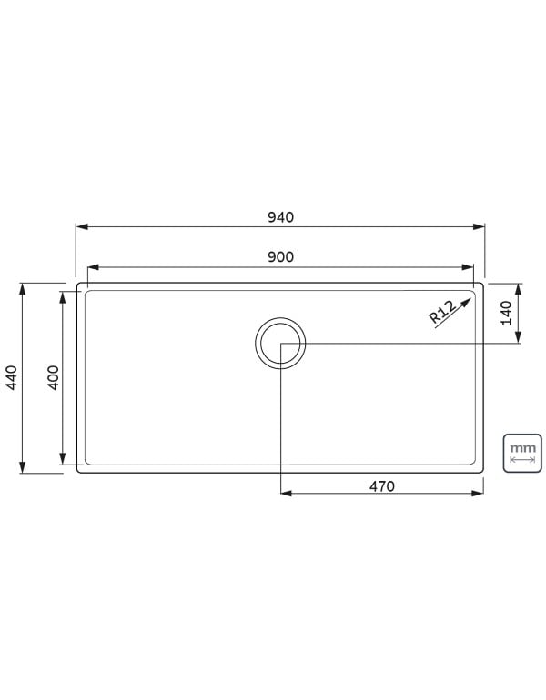 Cuba Tramontina Design Collection Quadrum 90x40 Aco Inox Acabamento Scotch Brite 94000903