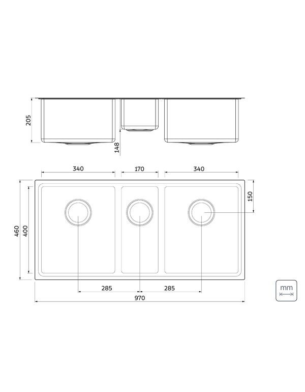 Cuba Tramontina Design Collection Quadrum 2.5C 34 Aco Inox Acabamento Scotch Brite 94009133