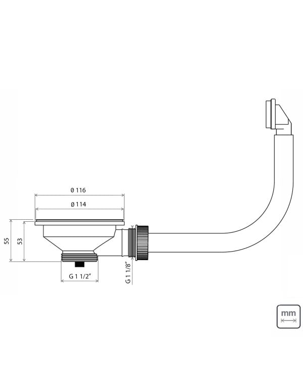 Valvula Tramontina Economica para Pias e Cubas 4 1/2" em Aço Inox e Polipropileno com Escape 94510005