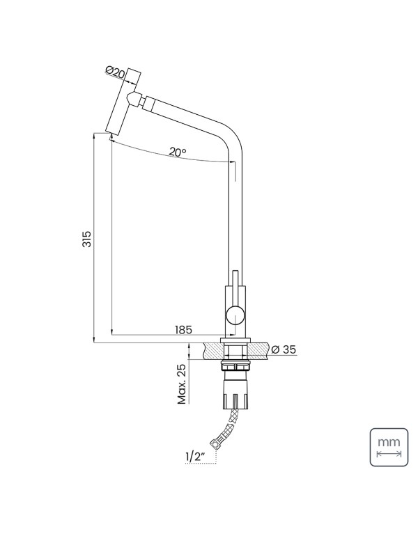 Torneira Versa Tramontina em Aço Inox com Bica Articulada 94520024