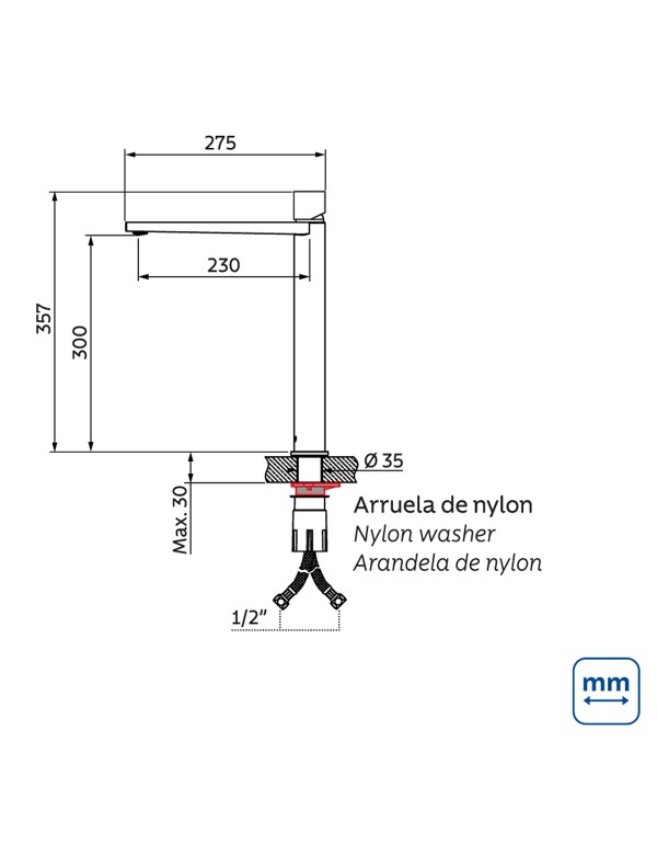 Monocomando Tramontina Design Collection Tower em Aço Inox com Acabamento Acetinado 94520038