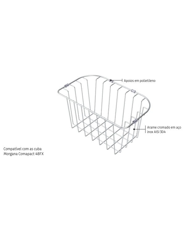 Cesta Aramada para Cubas de Sobrepor e Undermount Morgana Compact 48 FX Tramontina em Aco Inox 94528034