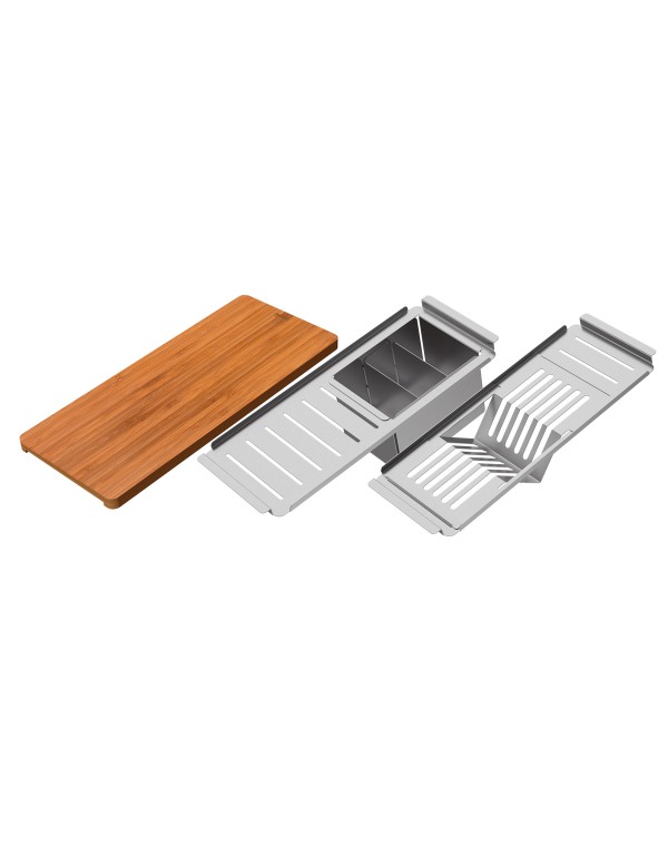 Kit de acessorios em aco inox para cubas Quadrum D...