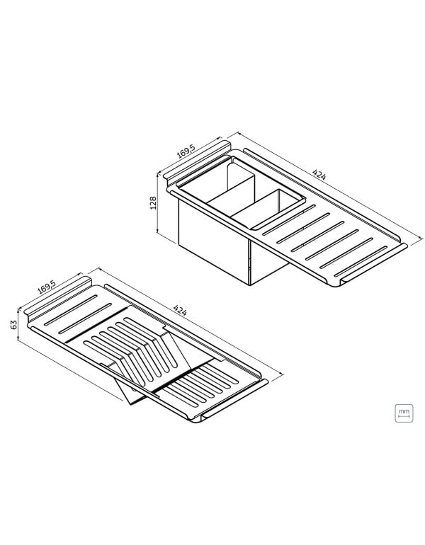 Kit de acessorios em aco inox para cubas Quadrum Design Collection 94530034