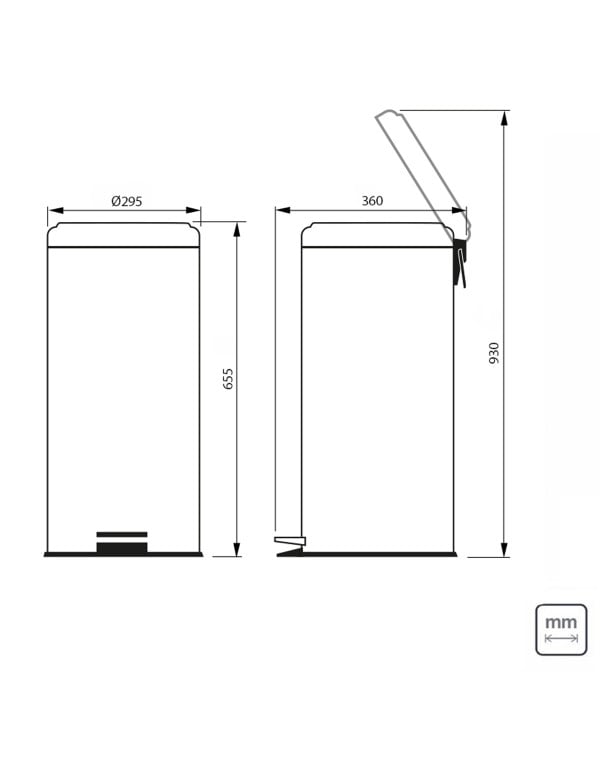 Lixeira com Pedal Tramontina Brasil em Aço Inox com Acabamento Polido e Balde Interno 30L 94538130