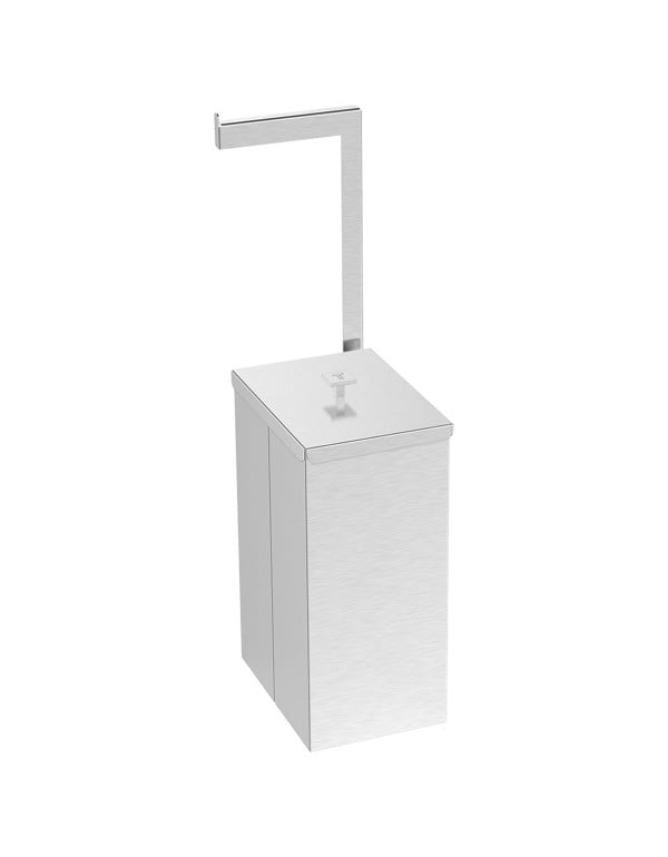 Lixeira Tramontina Luz Slim em Aço Inox 5,5 L com Suporte para Papel Higiênico 94540059