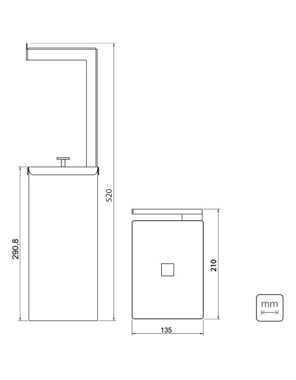 Lixeira Tramontina Luz Slim em Aço Inox 5,5 L com Suporte para Papel Higiênico 94540059