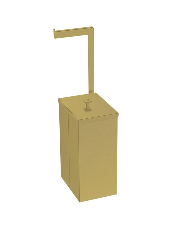 Lixeira Tramontina Luz Slim em Aço Inox 5,5 L Gold Matte com Suporte para Papel Higienico 94540096