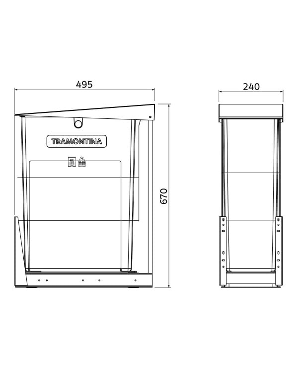 Lixeira Deslizante de Embutir para Móvel Tramontina Slide 45 Litros 94541001