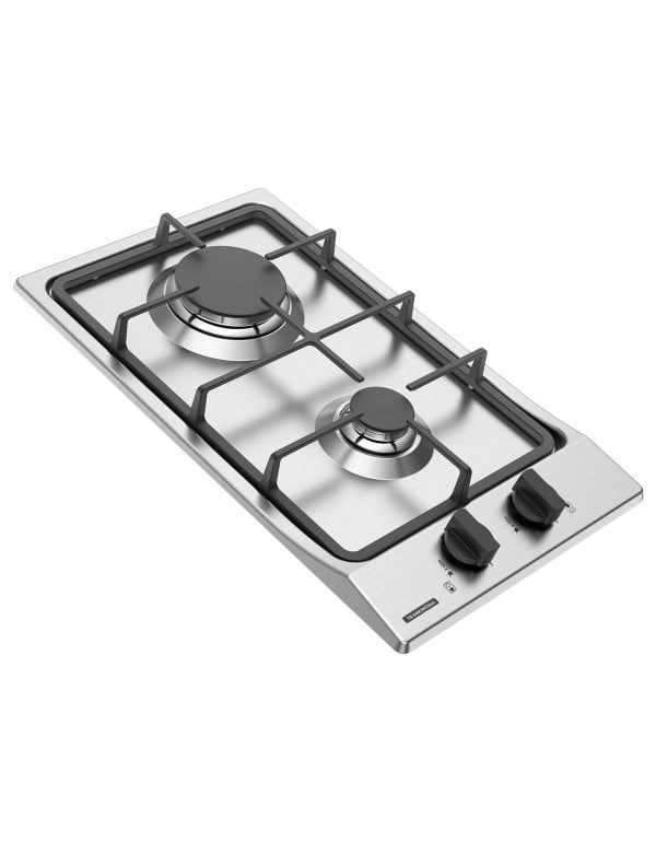 Cooktop a Gás Tramontina Dominó 2 Bocas Inox com Trempes em Ferro Fundido