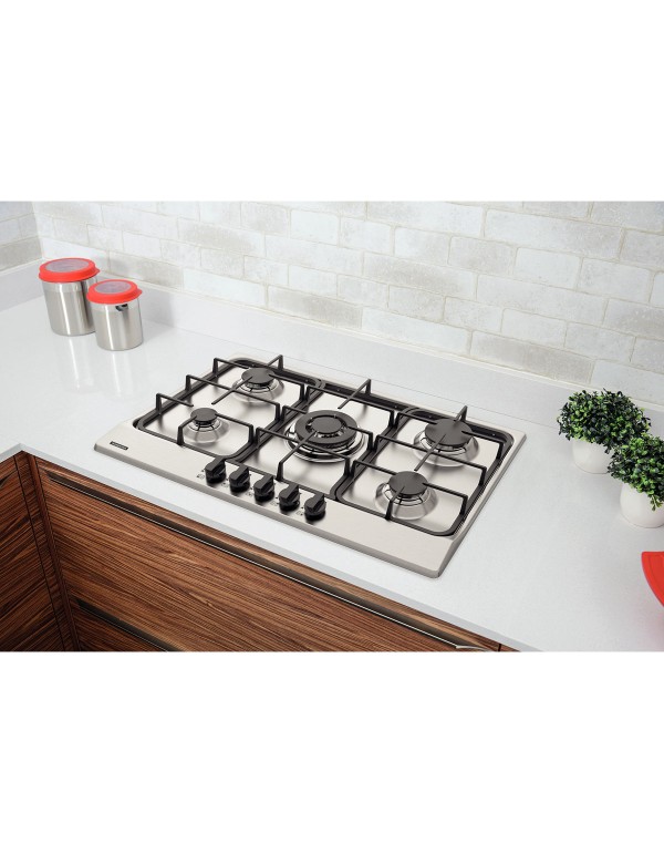 Cooktop a Gás Tramontina Penta 5 Bocas Inox com Trempes em Ferro Fundido 94716401