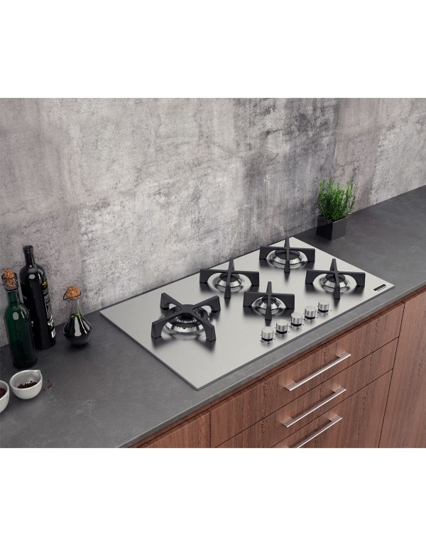 Cooktop a Gás Tramontina Design Collection Penta Inox Flat 5 GX 90 em Aço Inox e Trempes em Ferro Fundido com Acendimento Automático e 5 Queimadores 94728104