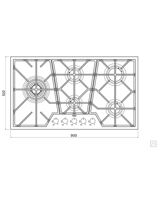 Cooktop a Gás Tramontina Design Collection Penta Inox Full 5 GX 90 em Aço Inox e Trempes em Ferro Fundido 94728174