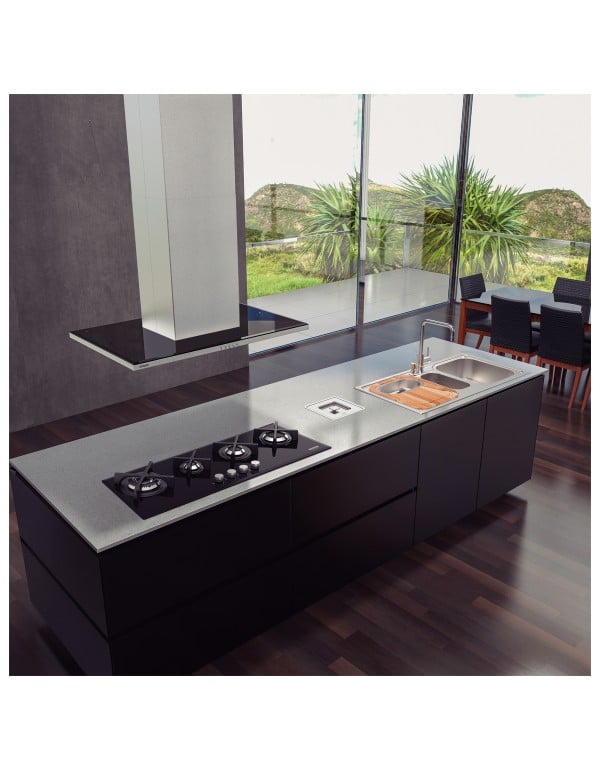 Cooktop a Gás Tramontina Design Collection Slim Glass Flat em Vidro Temperado e Trempes em Ferro Fundido com Acendimento Automático 4 Queimadores 94732104