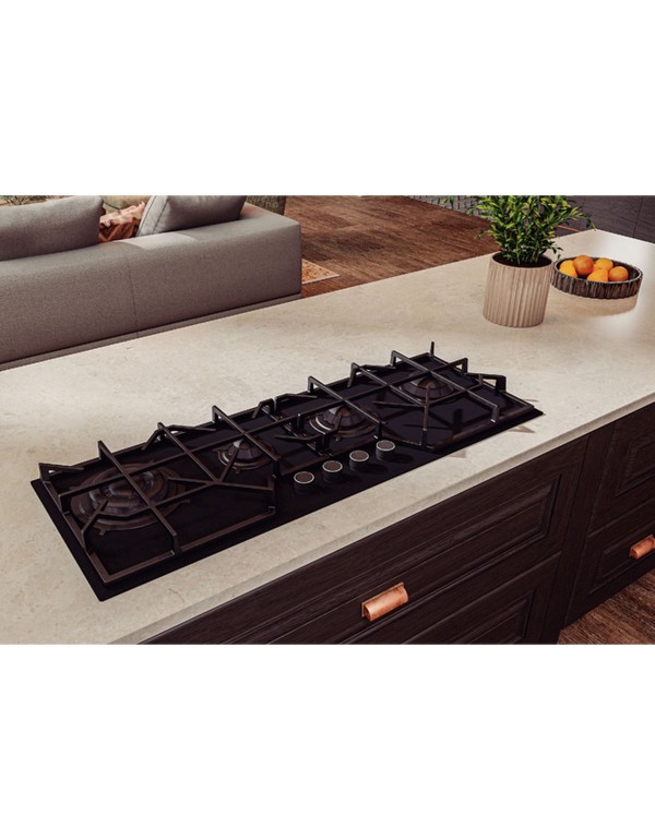 Cooktop a Gás Semiprofissional Tramontina Design Collection Slim Glass Black Series 4 Bocas