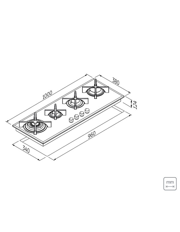 Cooktop a Gás Tramontina Design Collection Slim Glass Flat 4GG W 100 Branco com Trempes em Ferro Fundido e Acendimento Automatico 94732174