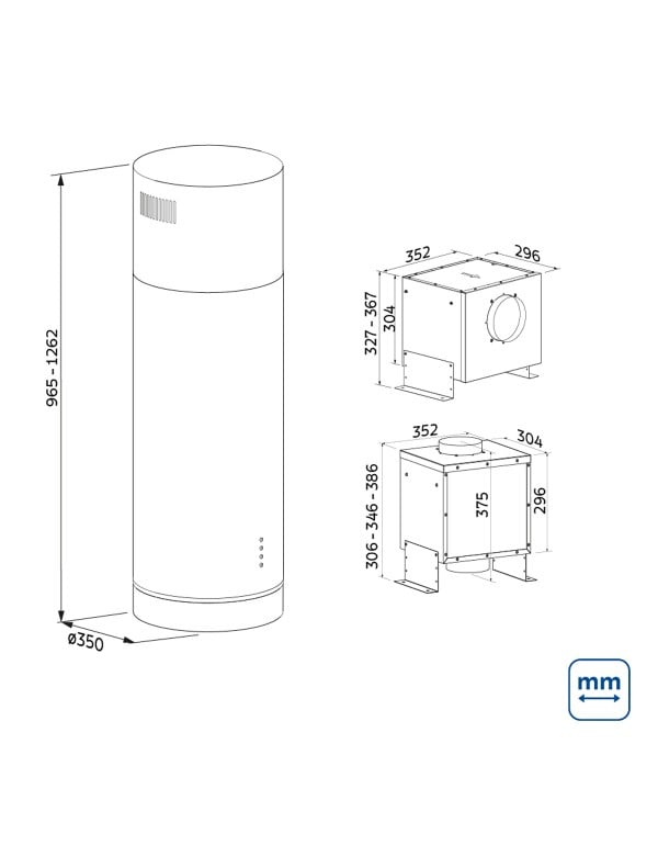 Coifa de Ilha Tramontina Tube Isla 35cm Split Motor Externo em Aço Inox 220V