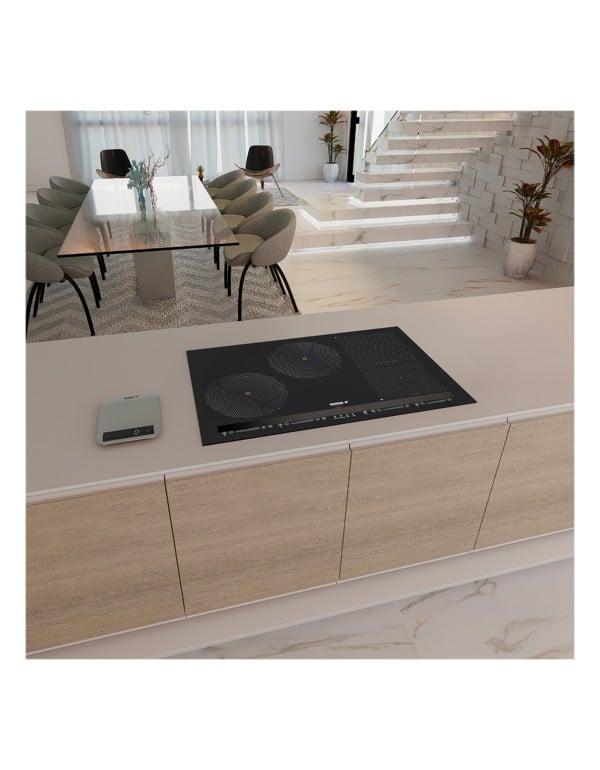 Cooktop de Embutir por Indução Tramontina Guru ThermoGuide Black Series Vidro Preto