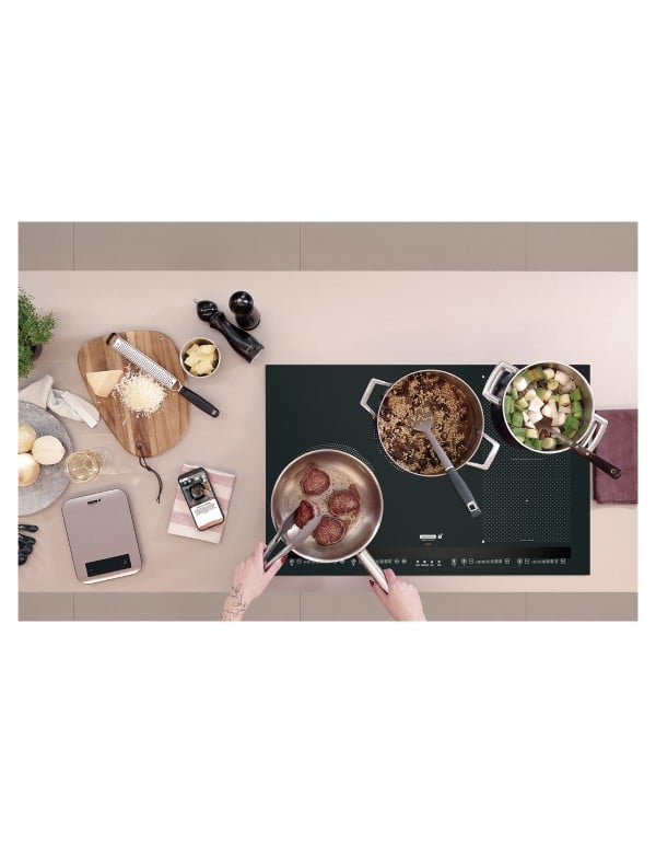 Cooktop de Embutir por Indução Tramontina Guru ThermoGuide Black Series Vidro Preto