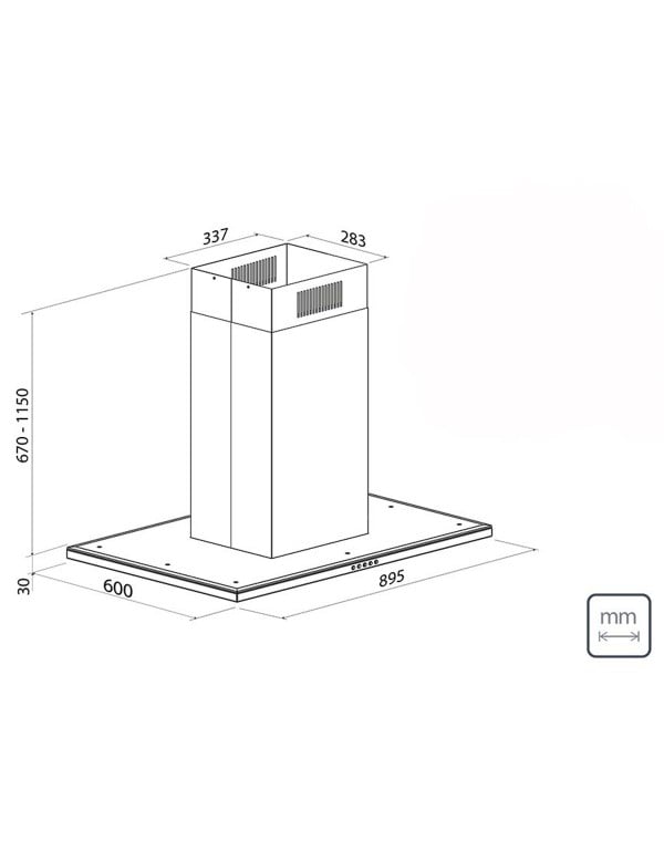 Coifa de Ilha Tramontina Slim Isla 90 em Aço Inox com Acabamento Scotch Brite 90 cm 95800029