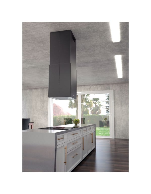 Coifa Ilha Tramontina Square Isla 40 Silent em Aço Inox Black Steel Anti Digitais 40cm 220V 95800037