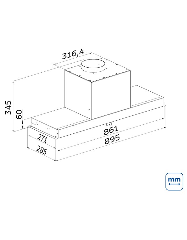 Coifa de Embutir para Armário Tramontina Incasso Plus 90cm em Aço Inox 220V 95800050