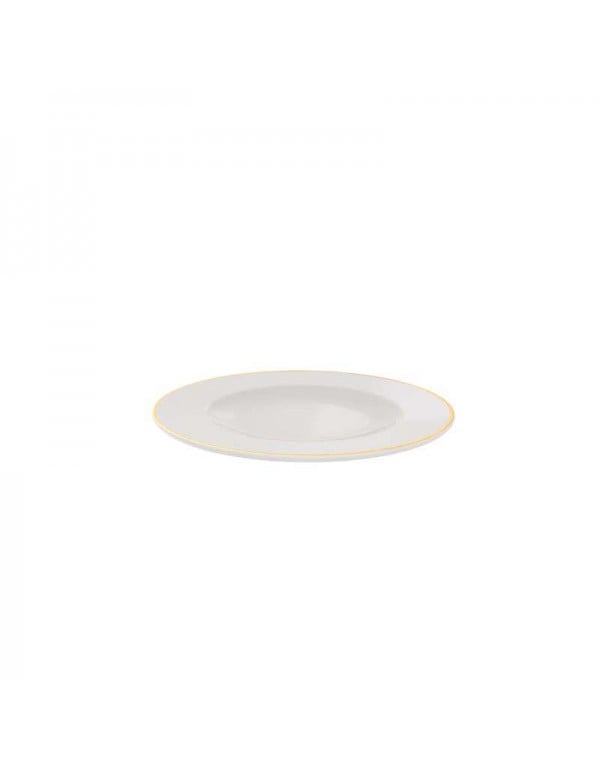 Prato Sobremesa Filetado Tramontina Elisa em Porcelana com Borda Dourada 21 cm 96010306